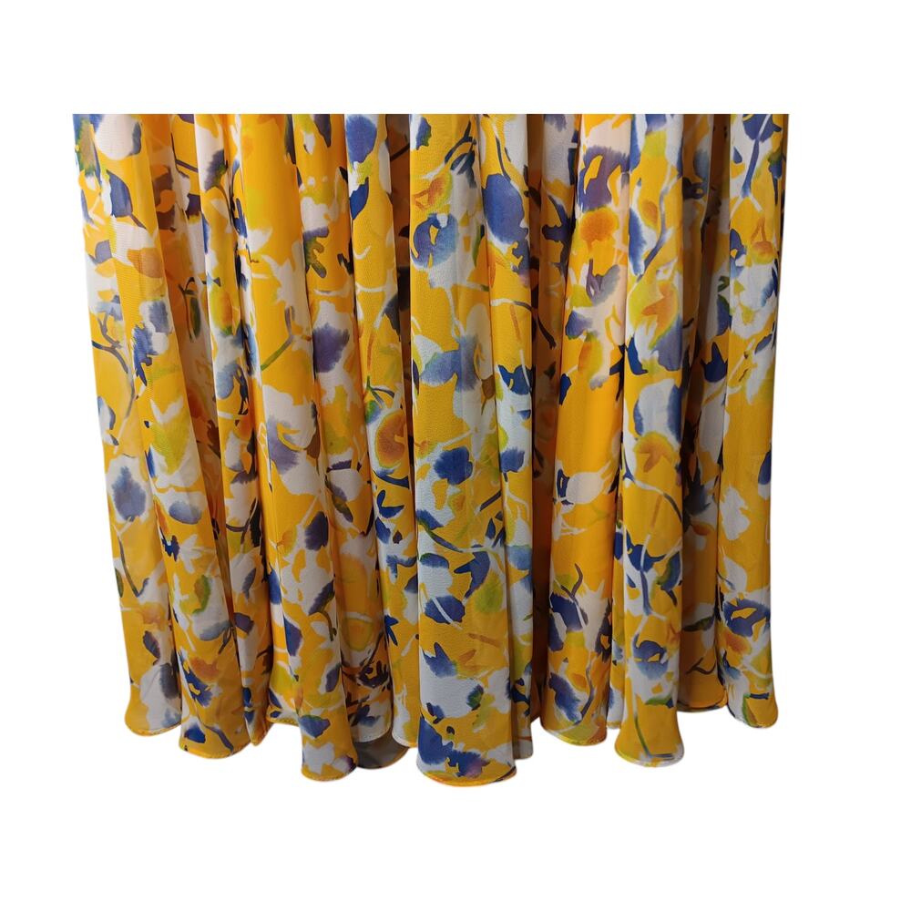 New with tags Mac Duggal 70206 Yellow Floral Maxi Dress Plunge V Size 0 - Picture 9 of 15